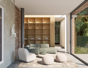3D render of an extionsion to a classic Dutch villa